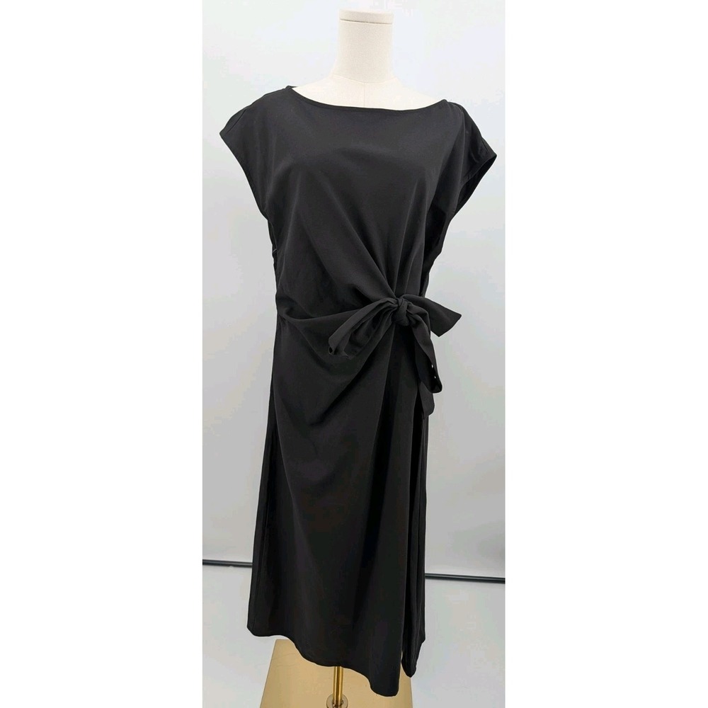 New Cider Black Mock Wrap‎ Knee Length Dress In Size XL LBD Classic Elegant